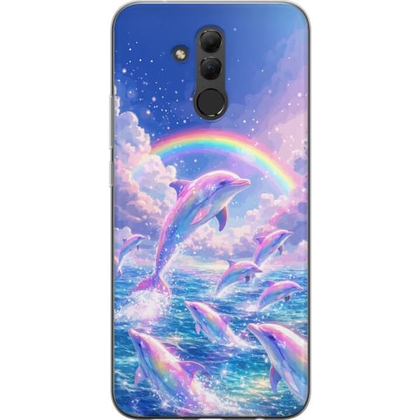 Kompatibelt Mobildeksel til Huawei Mate 20 lite Glittrande regnbågsdelfiner