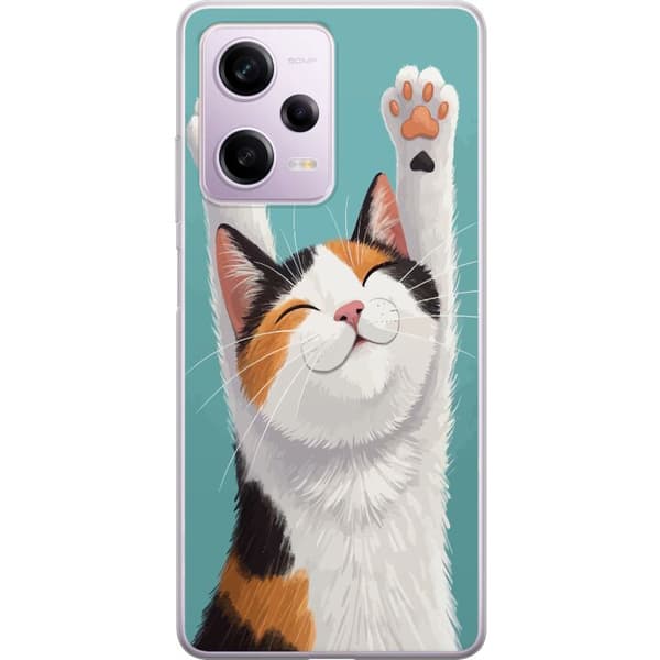 Kompatibelt Mobildeksel til Xiaomi Redmi Note 12 Pro Glad trefärgad katt