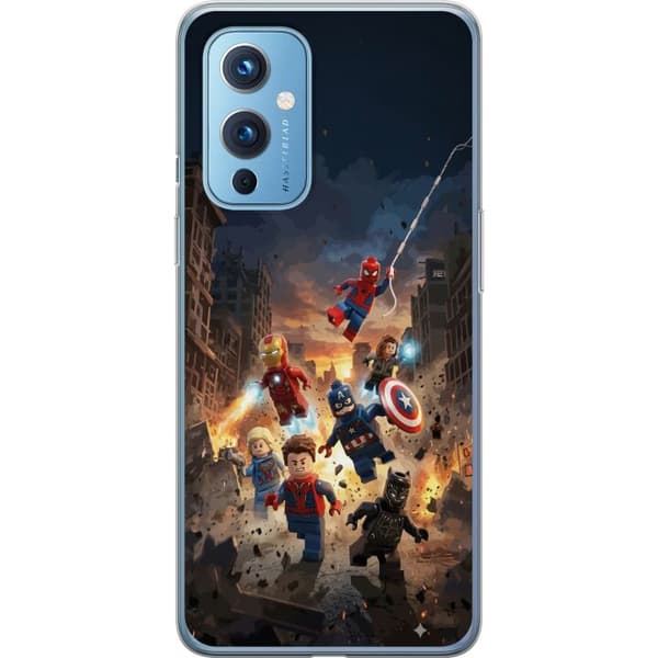 Kompatibelt Mobildeksel til OnePlus 9 Spennende LEGO Marvel motiv for superheltfans