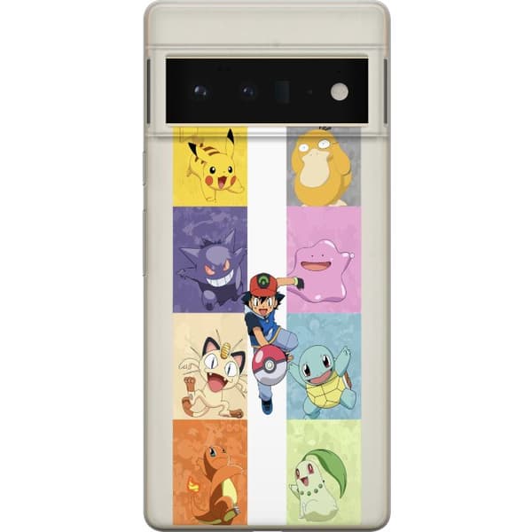 Kompatibelt Mobildeksel til Google Pixel 6 Pro Fargerike tegnede figurer i en nostalgisk samlingdesign