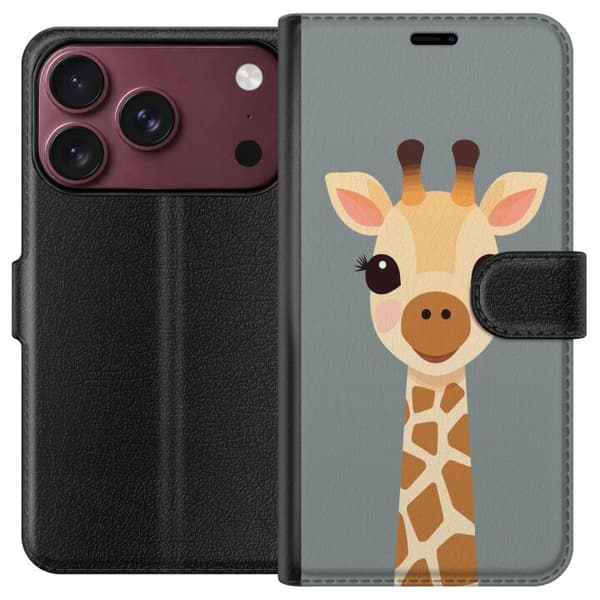 Kompatibel Tegnebogsetui til Apple iPhone 18 Pro Söt giraff med stora ögon