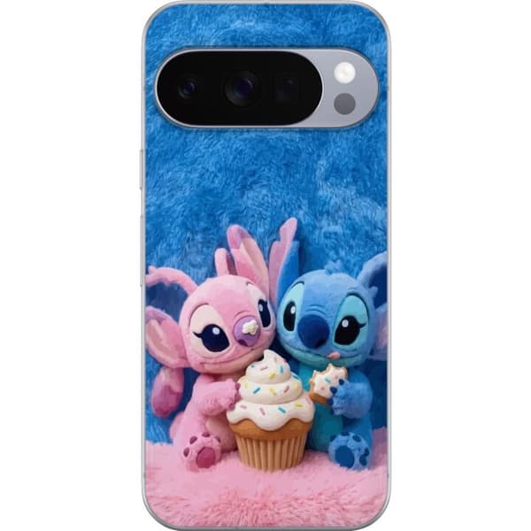 Kompatibel Mobilcover til Google Pixel 10 Pro Søde blå og lyserøde figurer med stor cupcake og krymmel