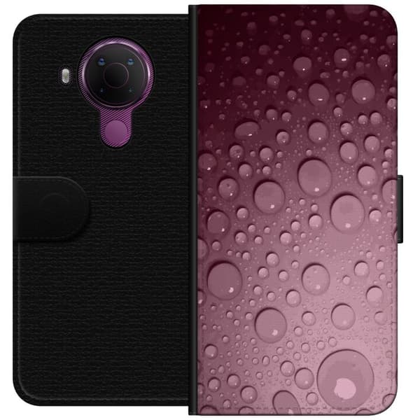 Kompatibelt Plånboksfodral till Nokia 5.4 Rosa vattendroppar