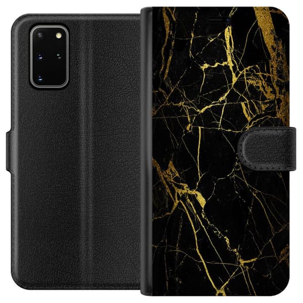 Kompatibelt Plånboksfodral till Samsung Galaxy S20+ Marble Black&Gold