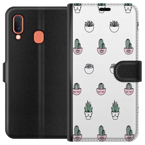 Kompatibelt Plånboksfodral till Samsung Galaxy A20e Kaktus Mönster