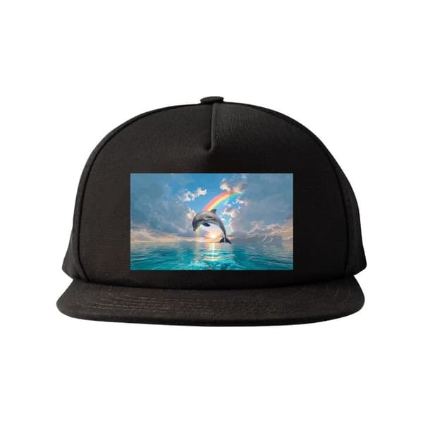 Snapback-lippalakki Delfin och regnbåge Musta Aikuinen