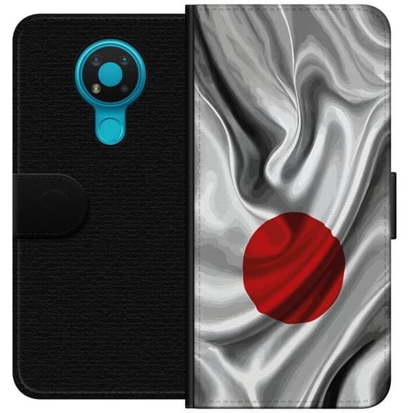 Kompatibel Tegnebogsetui til Nokia 3.4 Modern rumdesign med abstrakt planet