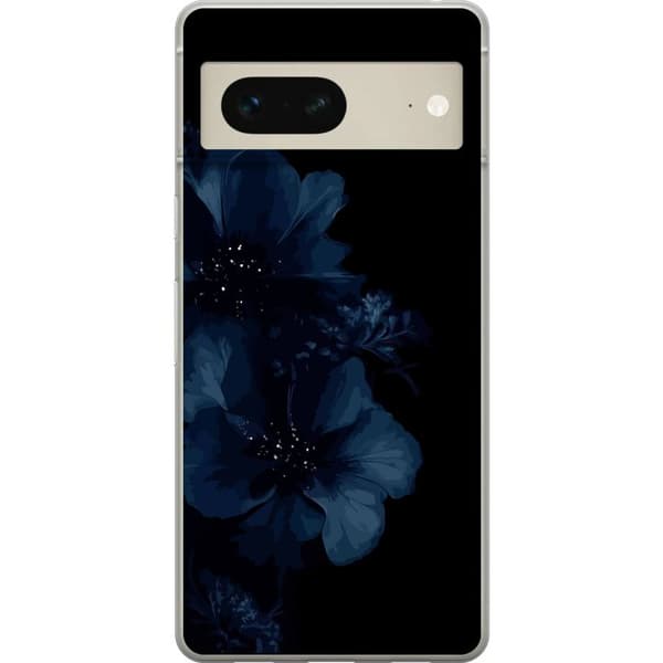 Kompatibelt Mobilskal till Google Pixel 7 Mörkblå blommor