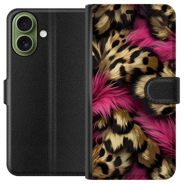 Kompatibel Tegnebogsetui til Apple iPhone 17 Blødt leopardmønster med lyserøde detaljer