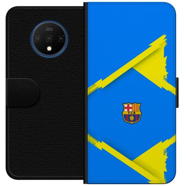Kompatibel Tegnebogsetui til OnePlus 7T Blågul fotbollsdesign