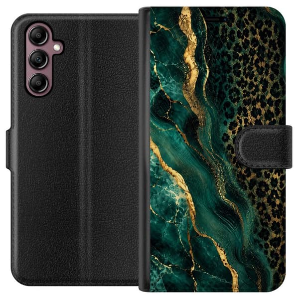 Kompatibelt Lommeboketui til Samsung Galaxy A14 5G Smaragdleopard