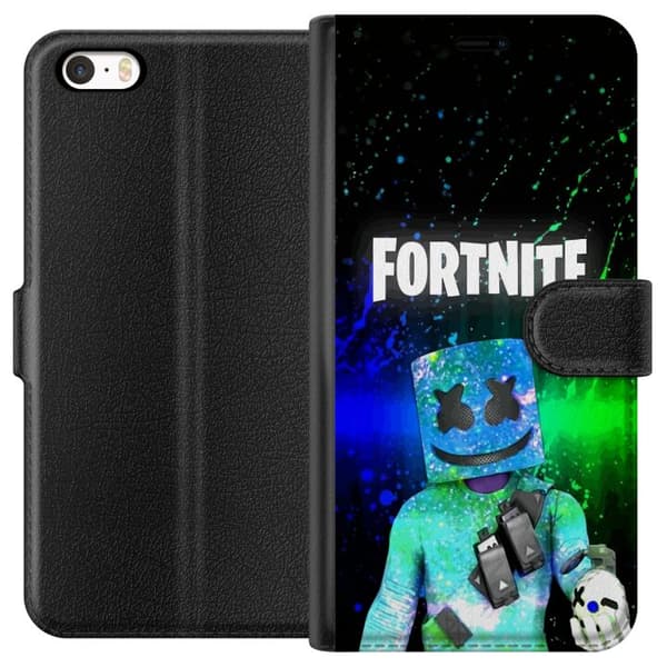 Kompatibel Tegnebogsetui til Apple iPhone 5s Farverig maskeradefigur med glitrende hjelm mod mørk baggrund