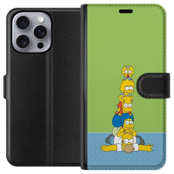 Kompatibel Tegnebogsetui til Apple iPhone 16 Pro Max Simpsonfamiljen staplad