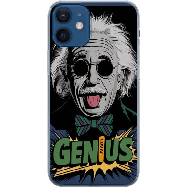 Kompatibelt Mobildeksel til Apple iPhone 12 Illustrert vitenskapsmann med solbriller og leken Genius-tekst