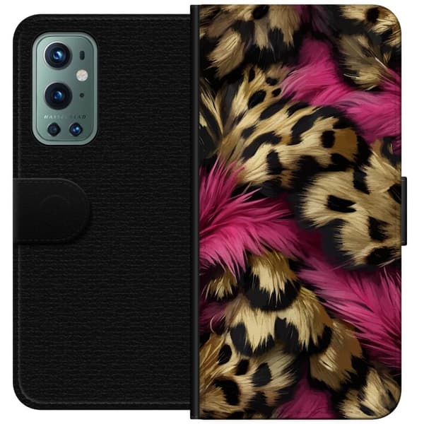 Kompatibel Tegnebogsetui til OnePlus 9 Pro Blødt leopardmønster med lyserøde detaljer