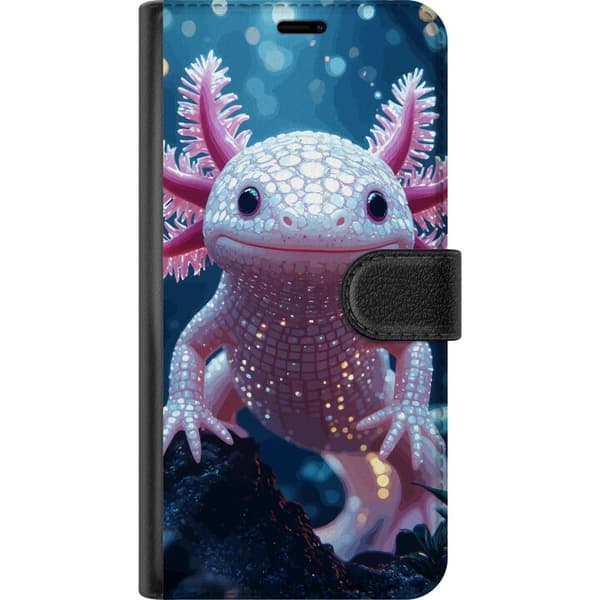 Kompatibelt Plånboksfodral till Apple iPhone 12 Pro Max Närbild av vit axolotl med rosa detaljer i akvariemiljö