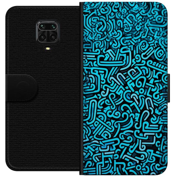 Kompatibel Tegnebogsetui til Xiaomi Redmi Note 9 Pro Blå abstrakt graffiti