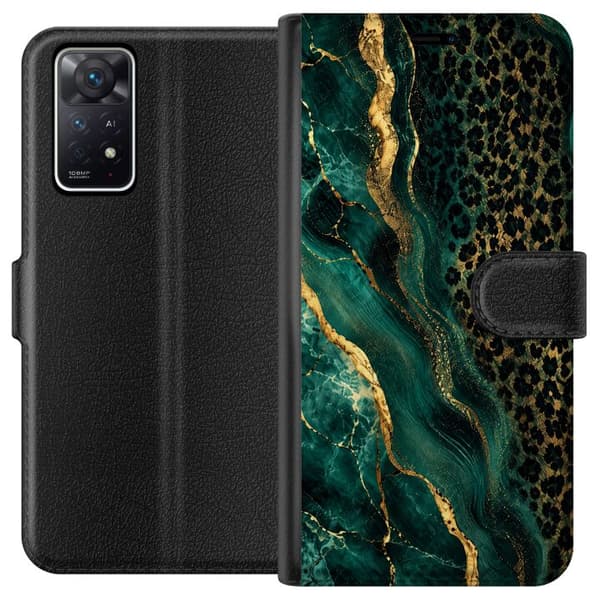 Kompatibelt Lommeboketui til Xiaomi Redmi Note 11 Pro 5G Smaragdleopard