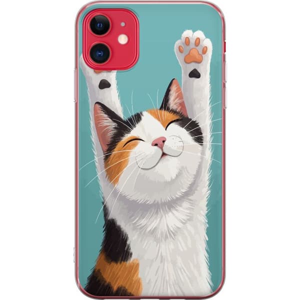 Kompatibelt Mobilskal till Apple iPhone 11 Glad trefärgad katt