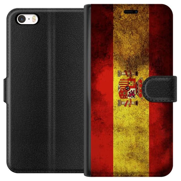 Kompatibel Tegnebogsetui til Apple iPhone 5 Spansk flag med historisk våbenskjold og grungebaggrund
