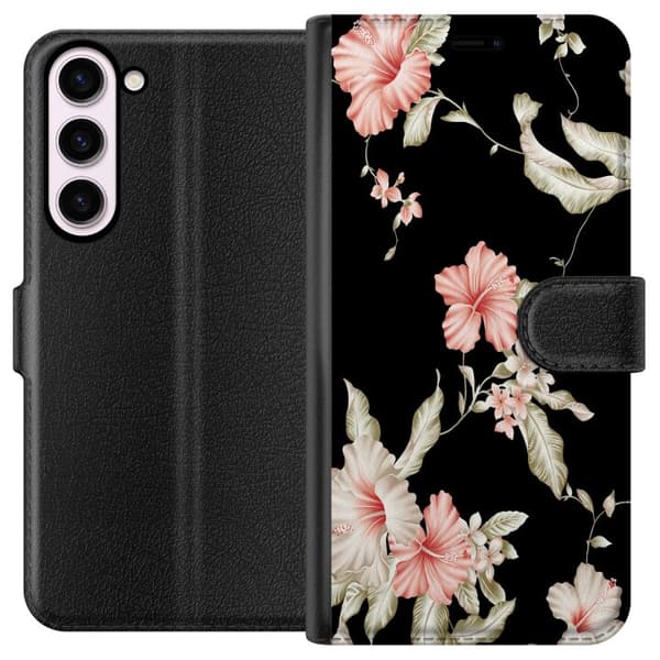 Kompatibel Tegnebogsetui til Samsung Galaxy S23+ Blomstermønster Sort