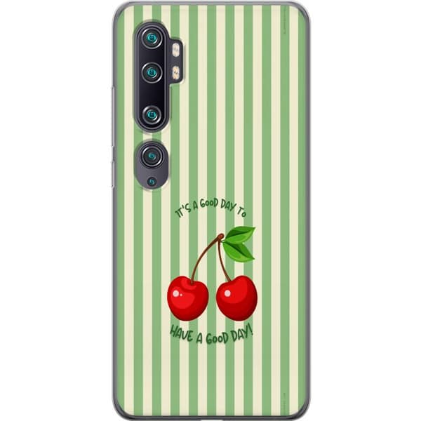 Kompatibelt Mobildeksel til Xiaomi Mi Note 10 Søtt kirsebærbilde med hjerteformet design