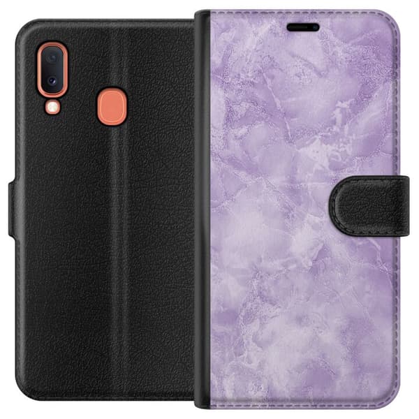 Kompatibelt Lommeboketui til Samsung Galaxy A20e Lilla marmor