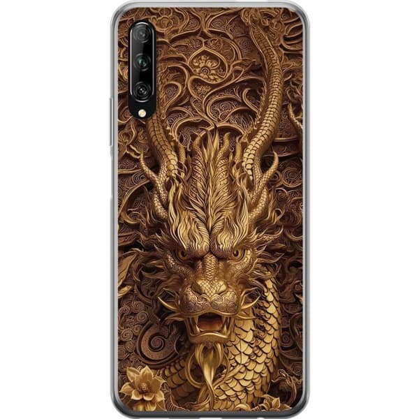 Kompatibelt Mobildeksel til Huawei P smart Pro 2019 Elegant dragemotiv i gull