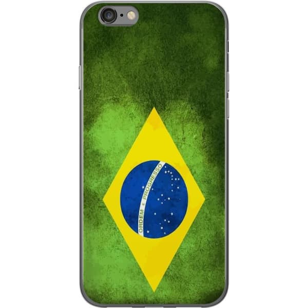 Kompatibelt Mobilskal till Apple iPhone 6 Brasiliansk flagga med rustik textur