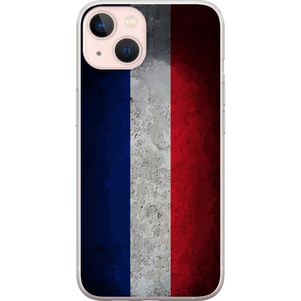 Kompatibelt Mobildeksel til Apple iPhone 13 mini Fransk flagg med rustikk betongstruktur