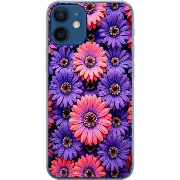 Kompatibelt Mobildeksel til Apple iPhone 12 mini Lila och rosa blommor