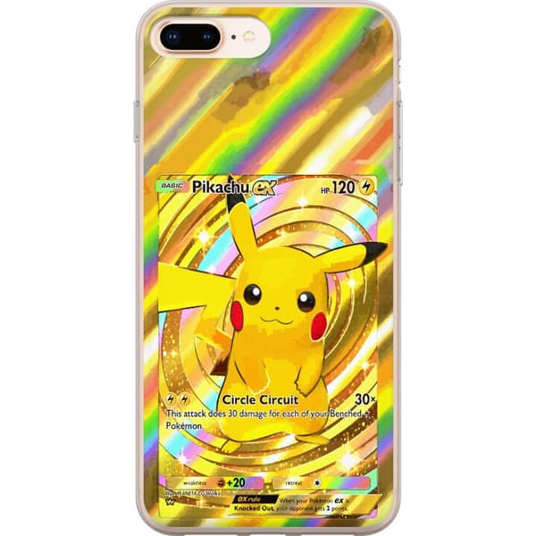 Kompatibelt Mobildeksel til Apple iPhone 8 Plus Blank Pikachu EX-design med samlebåndsfølelse