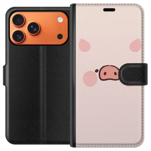 Kompatibelt Lommeboketui til Apple iPhone 17 Pro Max Minimalistiskt grisansikte