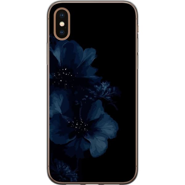 Kompatibel Mobilcover til Apple iPhone XS Max Mörkblå blommor