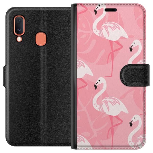 Kompatibelt Plånboksfodral till Samsung Galaxy A20e Flamingo