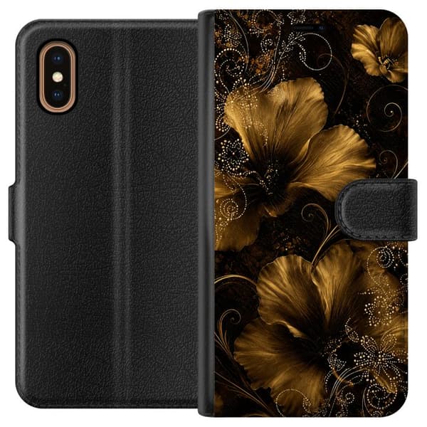 Kompatibelt Plånboksfodral till Apple iPhone XS Max Golden Bloom
