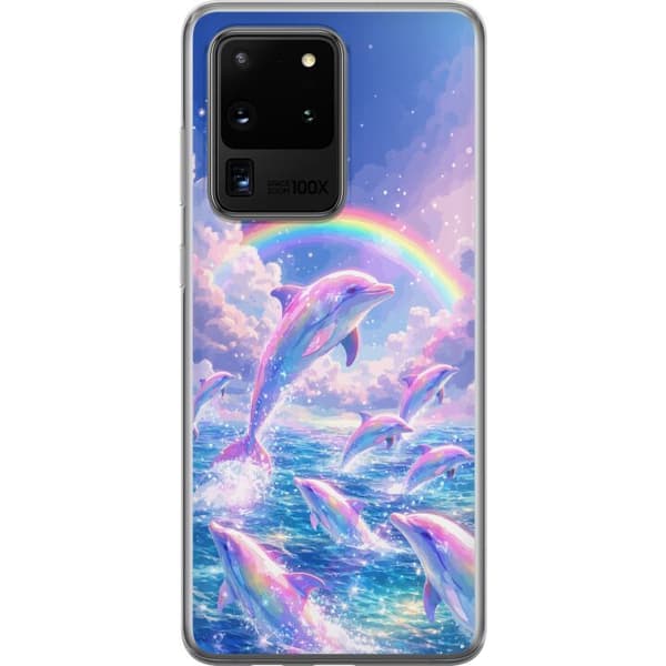Kompatibelt Mobildeksel til Samsung Galaxy S20 Ultra Glittrande regnbågsdelfiner