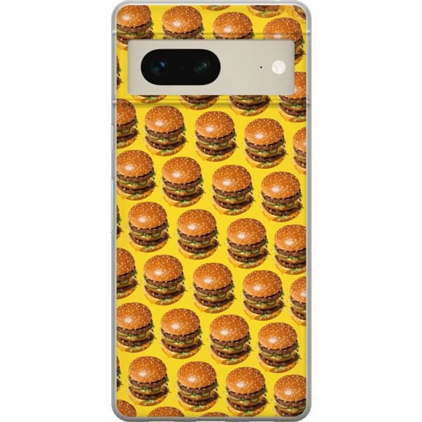 Kompatibelt Mobildeksel til Google Pixel 7 Grafisk hamburgermønster for matelskere