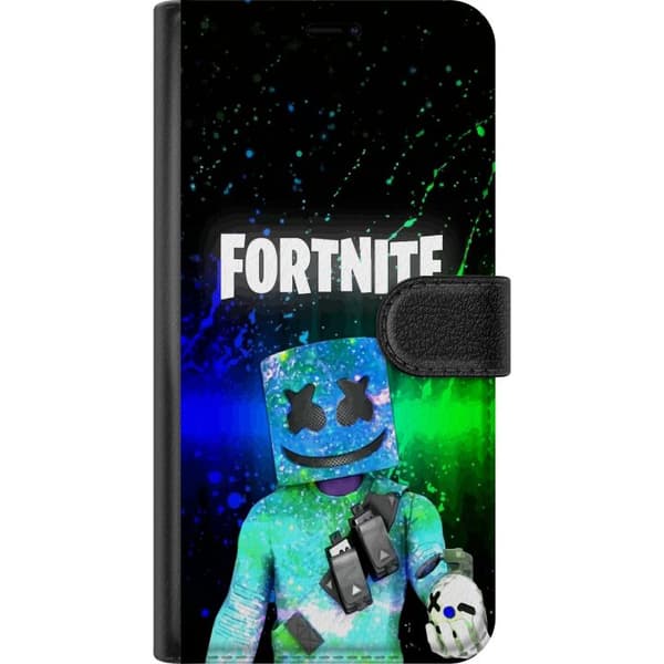 Kompatibel Tegnebogsetui til Google Pixel 6a Farverig maskeradefigur med glitrende hjelm mod mørk baggrund
