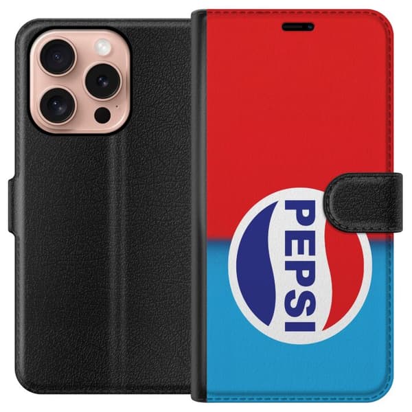 Kompatibel Tegnebogsetui til Apple iPhone 16 Pro Ikonisk Pepsi-design
