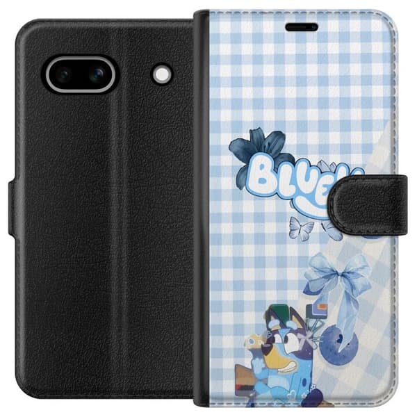 Kompatibel Tegnebogsetui til Google Pixel 7a Sød Bluey-design i blå pastelstil