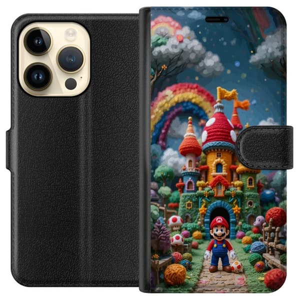 Kompatibel Tegnebogsetui til Apple iPhone 14 Pro Super Mario-inspireret eventyr tema