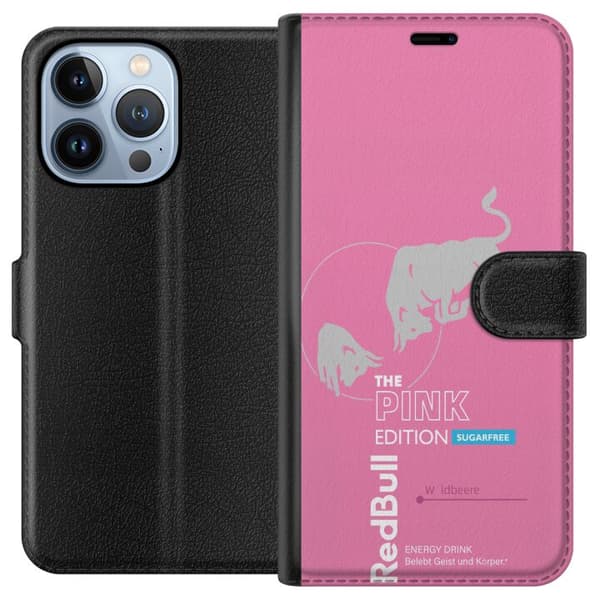 Kompatibel Tegnebogsetui til Apple iPhone 13 Pro Moderne lyserød energidrik design
