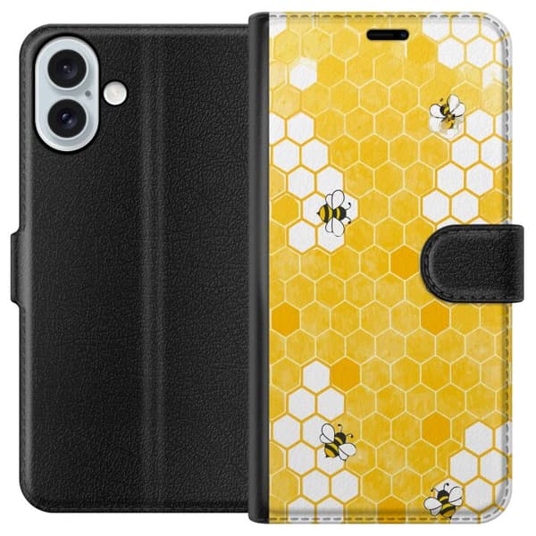 Kompatibelt Plånboksfodral till Apple iPhone 16 Plus Bin och honungskaka