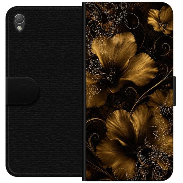 Kompatibelt Lommeboketui til Sony Xperia Z3 Gyllen blomstring