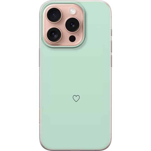 Kompatibel Mobilcover til Apple iPhone 16 Pro Enkel sort hjertekontur centreret mod mintgrøn baggrund