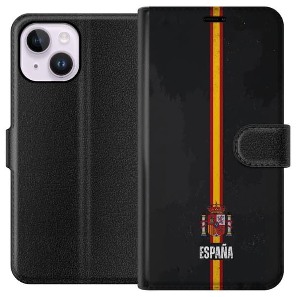 Kompatibelt Lommeboketui til Apple iPhone 15 Plus Stilig design med Spanias flagg