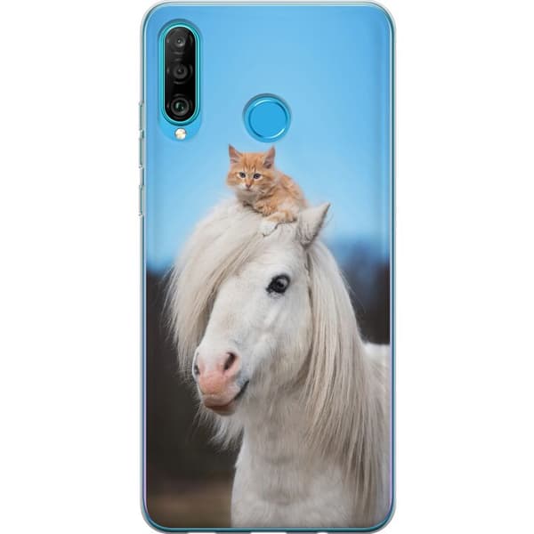 Kompatibelt Mobilskal till Huawei P30 lite Katt och Häst