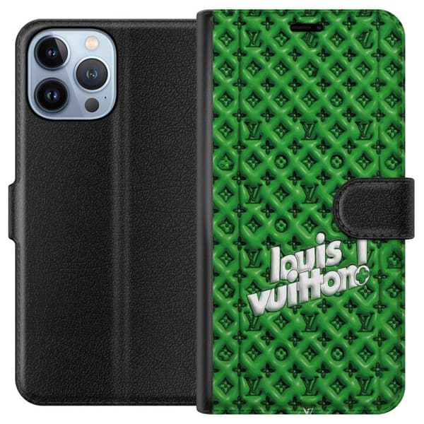 Kompatibel Tegnebogsetui til Apple iPhone 13 Pro Max Grønt luksusmønster med monogram