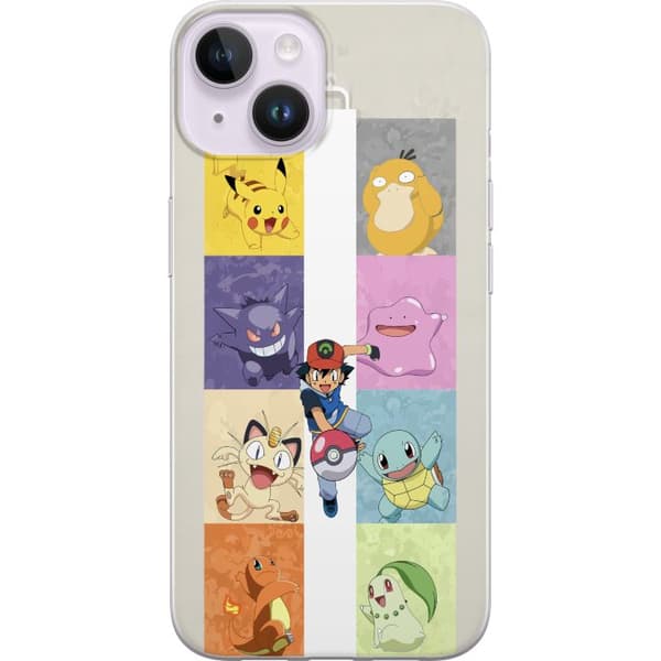 Kompatibelt Mobildeksel til Apple iPhone 15 Plus Fargerike tegnede figurer i en nostalgisk samlingdesign